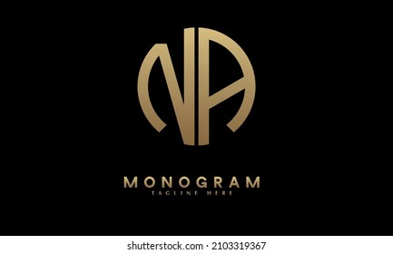 Alphabet NA or AN illustration monogram vector logo template in round shape