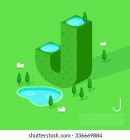 Alphabet With Nature Elements : Vector Illustration