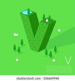 Alphabet With Nature Elements : Vector Illustration