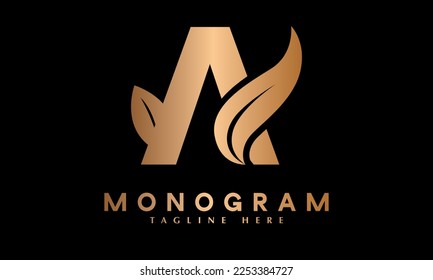 Alphabet A Nature logo, Text design abstract monogram vector logo template