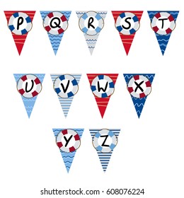 alphabet nautical garland P to Z - vector illustration, eps
