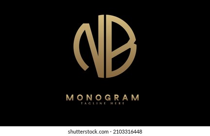 Alfabeto NB o BN ilustración monograma modelo de logotipo vectorial en forma redonda