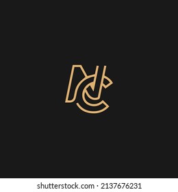 Alfabeto NC o CN letras iniciales de lujo marca monograma plantilla de logotipo
