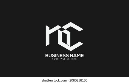 Alphabet NC or CN polygon Cubics abstract monogram vector logo template