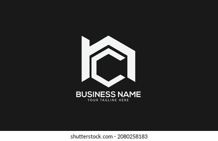Alphabet NC or CN polygon Cubics abstract monogram vector logo template