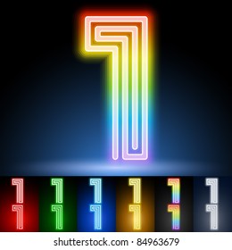 Alphabet of neon tubes. letter 1