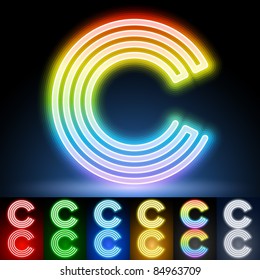 Alphabet of neon tubes. letter c