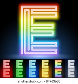 Alphabet of neon tubes. letter e