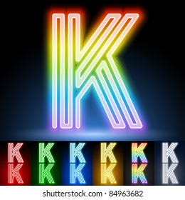 Alphabet of neon tubes. letter k