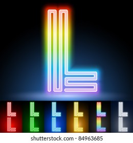 Alphabet of neon tubes. letter l