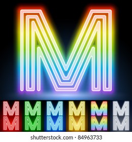 Alphabet of neon tubes. letter m