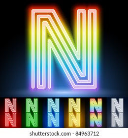 Alphabet Of Neon Tubes. Letter N