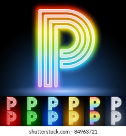 Alphabet of neon tubes. letter p