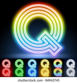 Alphabet of neon tubes. letter q