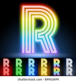 Alphabet of neon tubes. letter r