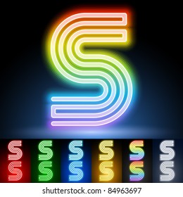 Alphabet of neon tubes. letter s