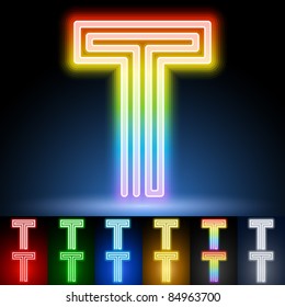 Alphabet of neon tubes. letter t