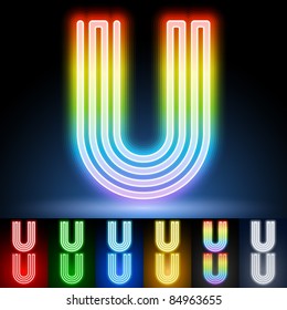 Alphabet of neon tubes. letter u