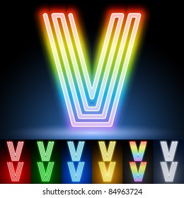 Alphabet of neon tubes. letter v