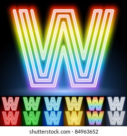 Alphabet of neon tubes. letter w