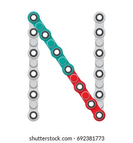 Alphabet from the New popular anti-stress toy Spinner. Letter N. Vector Illustration. EPS10