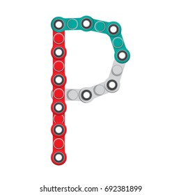 Alphabet from the New popular anti-stress toy Spinner. Letter P. Vector Illustration. EPS10