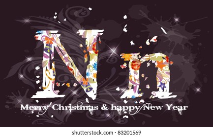 alphabet, the New Year, Christmas.  font, the letter N