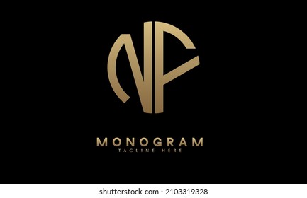 Alphabet NF or FN illustration monogram vector logo template in round shape