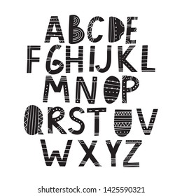 Vector Alphabet Scandinavian Style Black White Stock Vector (Royalty ...