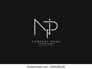 Alphabet NP monogram logo. Initial NP PN line art logo