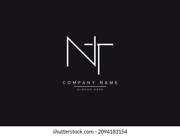 Alphabet NT monogram logo. Initial NT TN line art logo