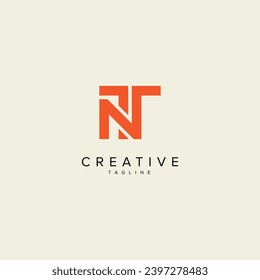 Alphabet NT TN letter modern monogram style logo vector template.
