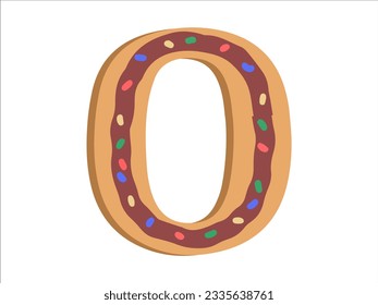 Alphabet Number 0 with Donut Illustration