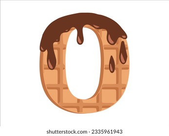 Alphabet Number 0 with Donut Illustration