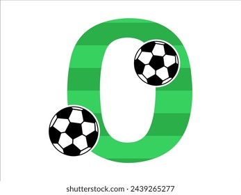 Alphabet Number 0 with Soccer Ball Illustration