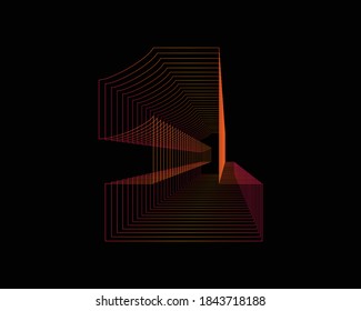 alphabet number 1 with gradient line