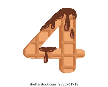 Alphabet Number 4 with Donut Illustration
