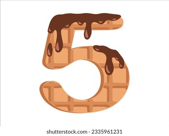 Alphabet Number 5 with Donut Illustration