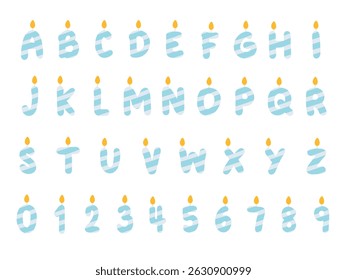 Alphabet and number Candle, candle letters, Candle Font