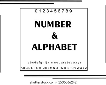 alphabet and number design black and white vector