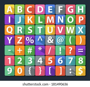 Alphabet and Number Flat Icons Set