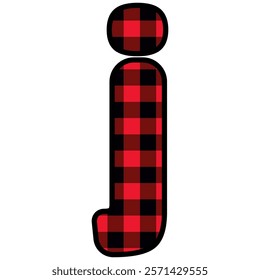 Alphabet number font, red lumberjack plaid pattern j