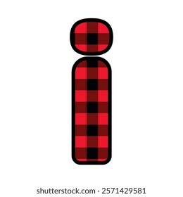 Alphabet number font, red lumberjack plaid pattern i