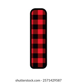 Alphabet number font, red lumberjack plaid pattern l