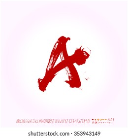 Alphabet & number / Hand drawn calligraphy - vector