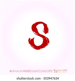 Alphabet & number / Hand drawn calligraphy - vector