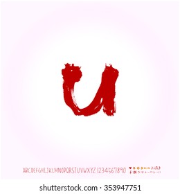 Alphabet & number / Hand drawn calligraphy - vector