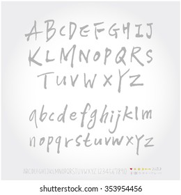Alphabet & number / Hand drawn calligraphy - vector