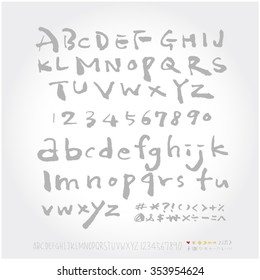 Alphabet & number / Hand drawn calligraphy - vector