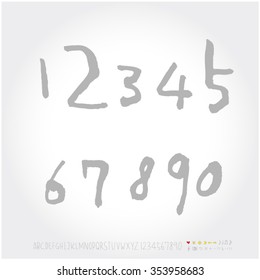 Alphabet & number / Hand drawn calligraphy - vector
